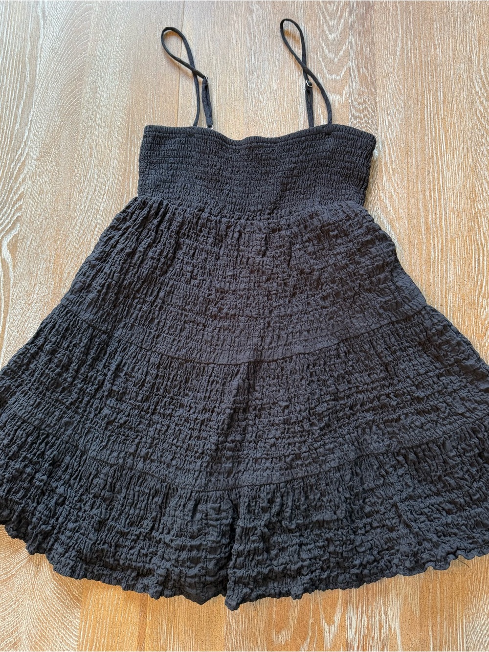 ZARA Black Smocked Mini Sundress XS